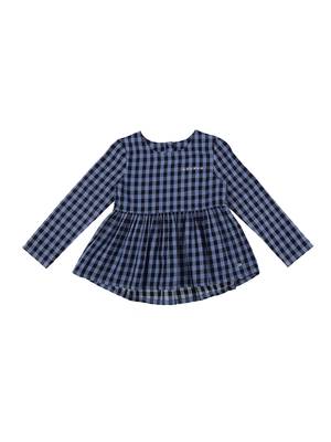 Blue Plain Cotton Kids Tops 1