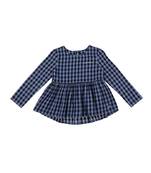 Blue Plain Cotton Kids Tops