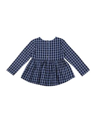Blue Plain Cotton Kids Tops 2