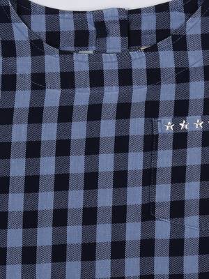 Blue Plain Cotton Kids Tops 3