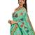 Green printed cotton poly saree with blouse