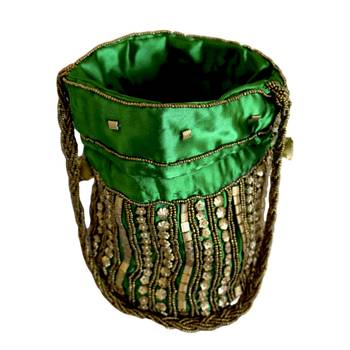 Designer Potli Bag with Beadwork For Women Green and Yellow Set of 2 2