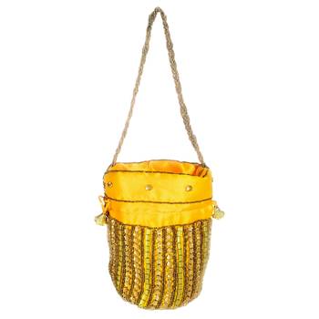 Designer Potli Bag with Beadwork For Women Magenta and Yellow Set of 2 5