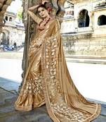 Gold embroidered fancy fabric saree with blouse