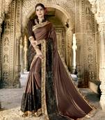   chocolate embroidered fancy fabric saree with blouse