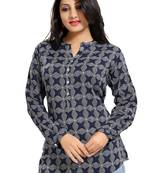 Navy-blue printed rayon kurtas-and-kurtis