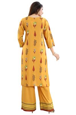 Mustard printed rayon kurtas-and-kurtis 2