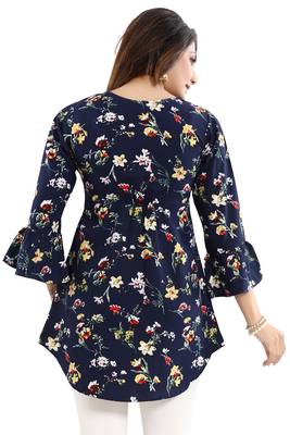 Navy-blue printed crepe kurtas-and-kurtis 1