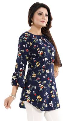 Navy-blue printed crepe kurtas-and-kurtis 3