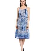 Blue woven polyester dresses