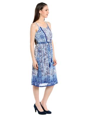 Blue woven polyester dresses 3