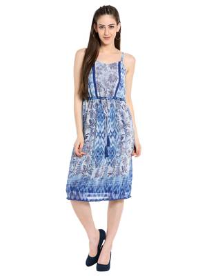 Blue woven polyester dresses 4