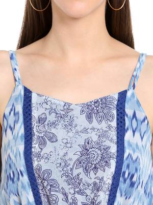 Blue woven polyester dresses 5