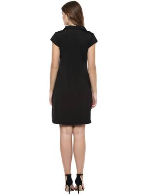Black woven polyester dresses 2