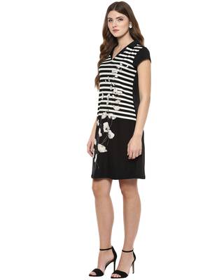 Black woven polyester dresses 3
