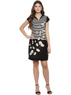 Black woven polyester dresses 4