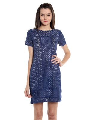Blue woven polyester dresses 1