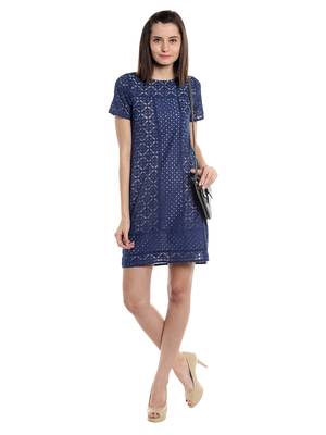 Blue woven polyester dresses 4
