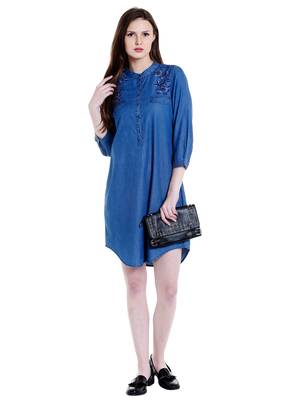 Blue woven viscose dresses 1
