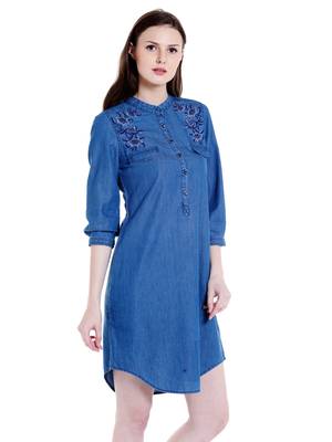 Blue woven viscose dresses 3