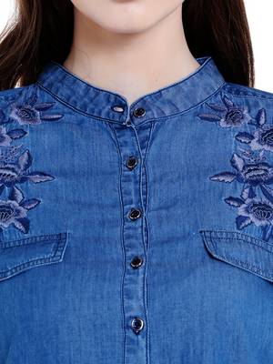 Blue woven viscose dresses 4