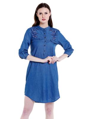 Blue woven viscose dresses 5