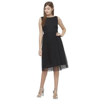 Black woven polyester dresses 1