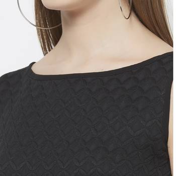 Black woven polyester dresses 5