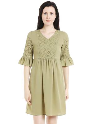 Green woven viscose dresses 1