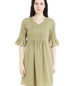 Green woven viscose dresses