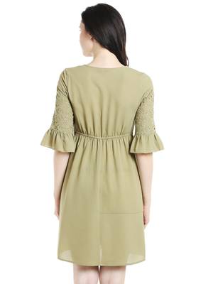 Green woven viscose dresses 2