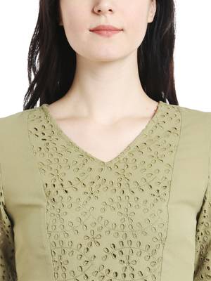 Green woven viscose dresses 5
