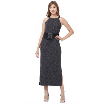 Black woven polyester dresses 1