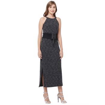 Black woven polyester dresses 3