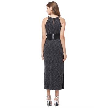 Black woven polyester dresses 4