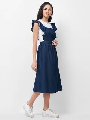 Blue woven viscose dresses 3