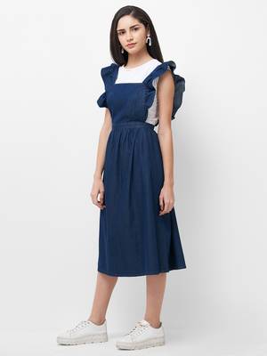 Blue woven viscose dresses 4