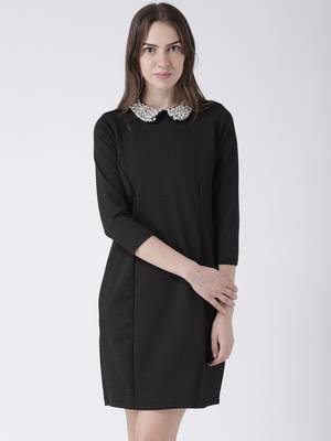 Black woven polyester dresses 1