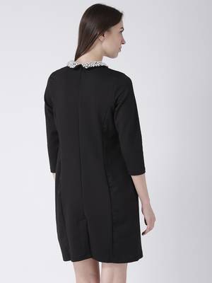 Black woven polyester dresses 2