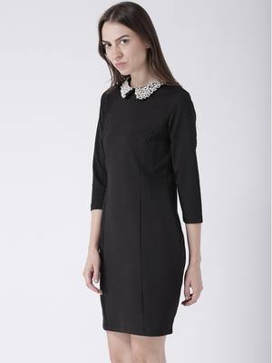 Black woven polyester dresses 3