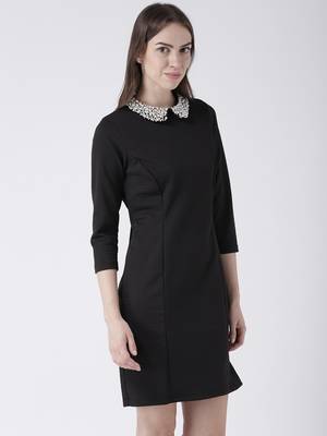 Black woven polyester dresses 4