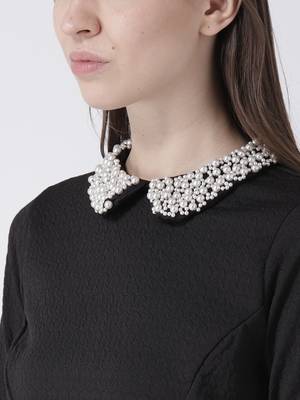 Black woven polyester dresses 5