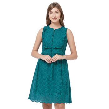 Green woven viscose dresses 1