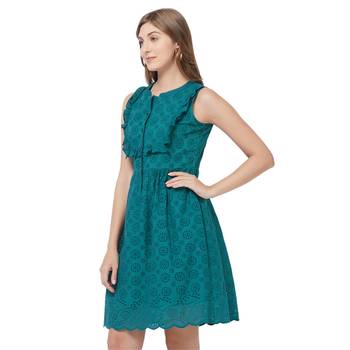 Green woven viscose dresses 2