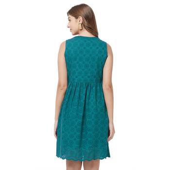 Green woven viscose dresses 4