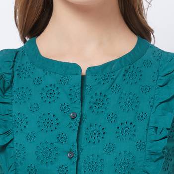 Green woven viscose dresses 5
