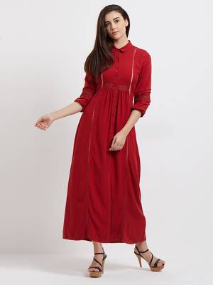 Red woven viscose dresses 1