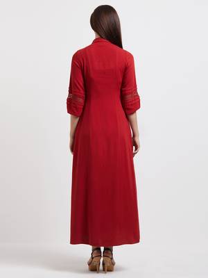 Red woven viscose dresses 2