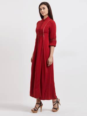 Red woven viscose dresses 3