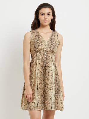 Beige woven polyester dresses 1